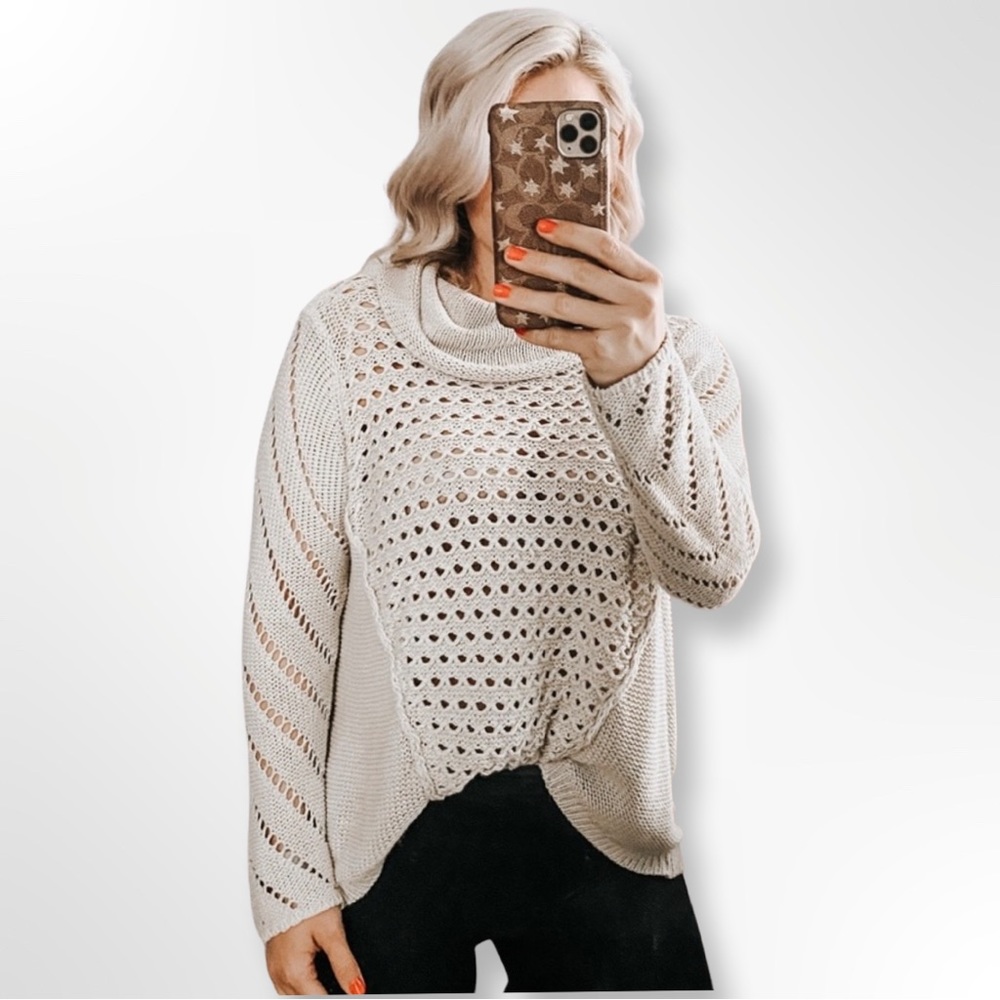 RD Style by Stitch Fix Crochet Cowl Neck Sweater